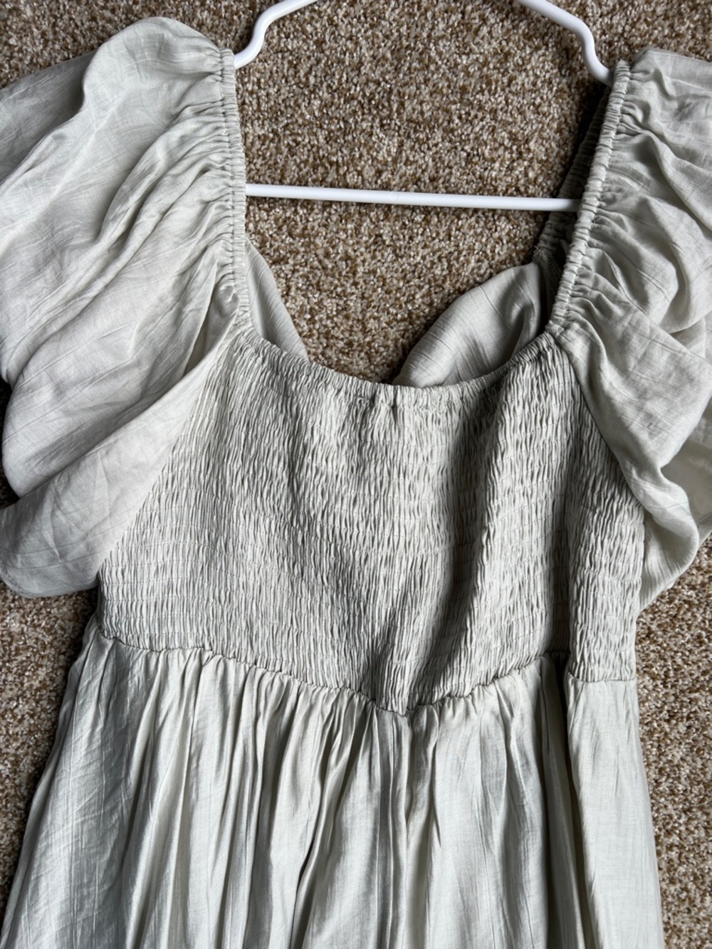 Front Tie Ruffle Midi Dress in Silver Sage - Picture 4 of 5